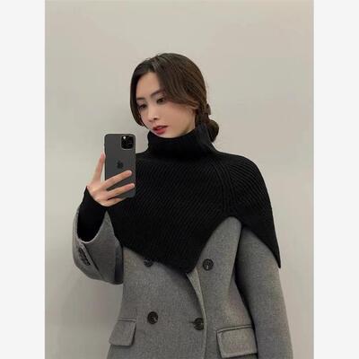 100%羊绒高领套头披肩女