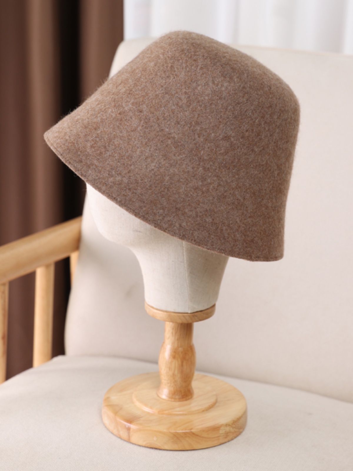 防晒保暖防风黑色盆帽遮脸