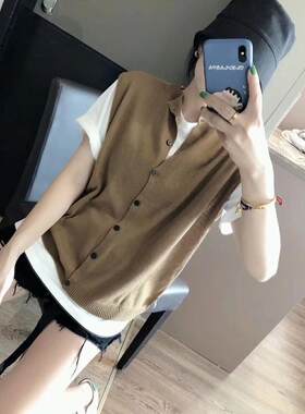 羊绒针织背心女春夏外穿薄款圆领