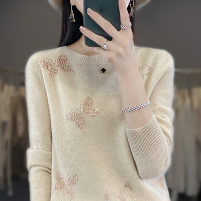 述阳圆领羊毛衫针织衫上衣