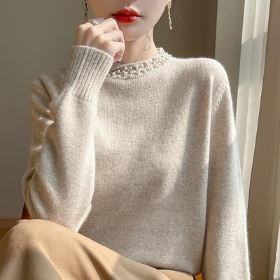 重磅加厚钉珠针织打底衫
