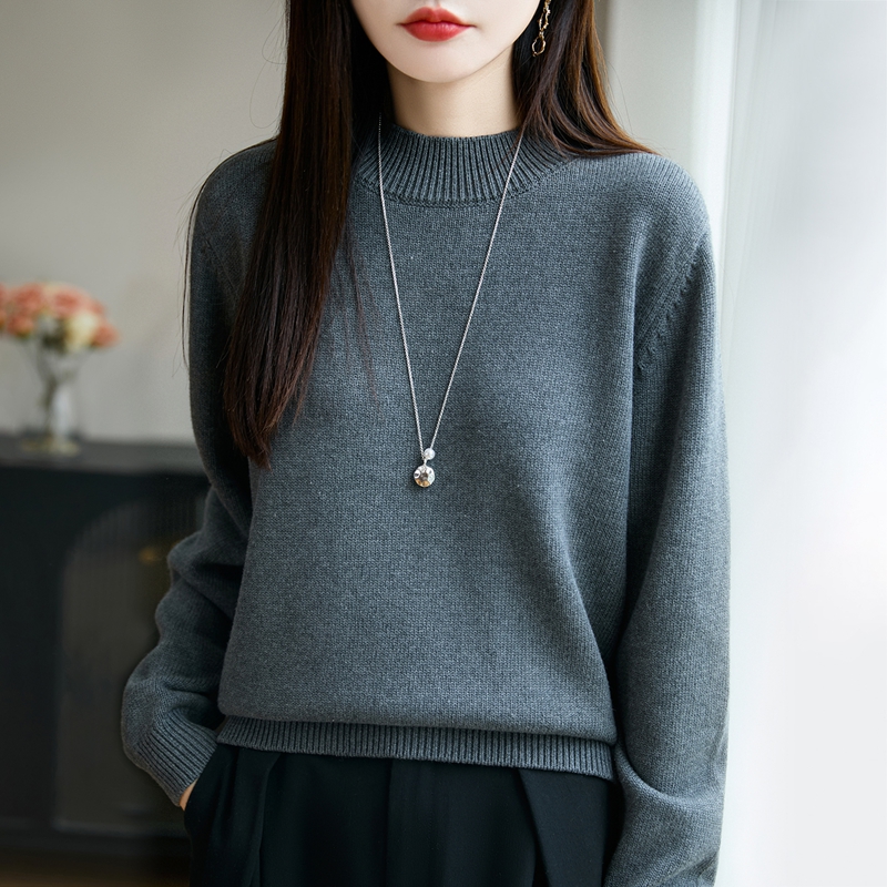 重磅加厚100纯棉针织衫女