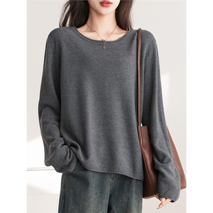 100%全棉细腻亲肤纯棉针织毛衣女春秋新款今年流行宽松大码打底衫