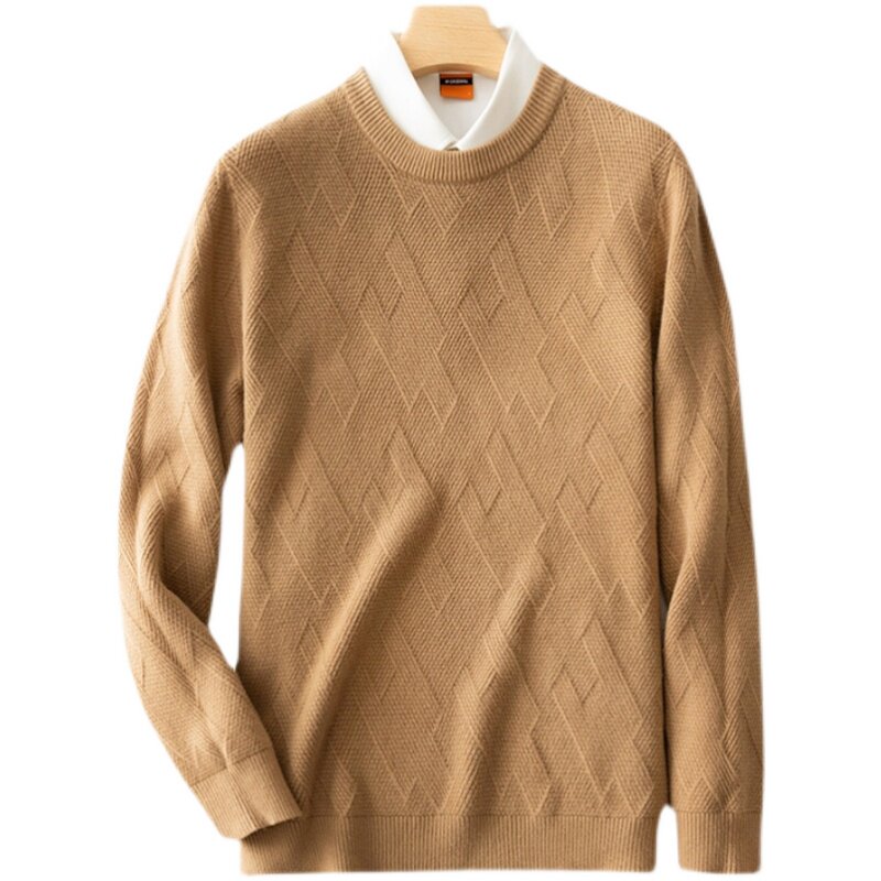 FALL|WINTER 2023 NEW THICKENED ROUND NECK CASHMERE SWEATER MENS PULLOVER LOOSE CARDIGAN BASE KNIT SWEATER PLUS SIZE SWEATER