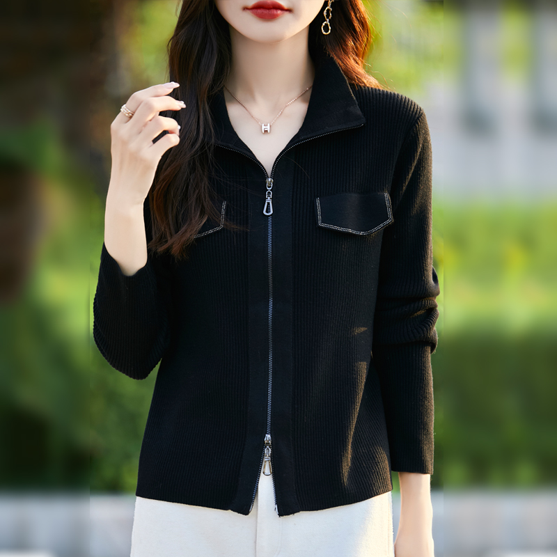 精仿羊毛假兜双头拉链立领长袖