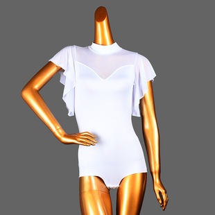 摩登舞纱网公主蝴蝶长袖黑色恰恰上衣新款拉丁舞成人女练功形体服