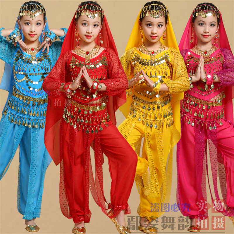 儿童印度舞演出服女童新疆幼儿少数民族舞蹈服装少儿肚皮舞表演服