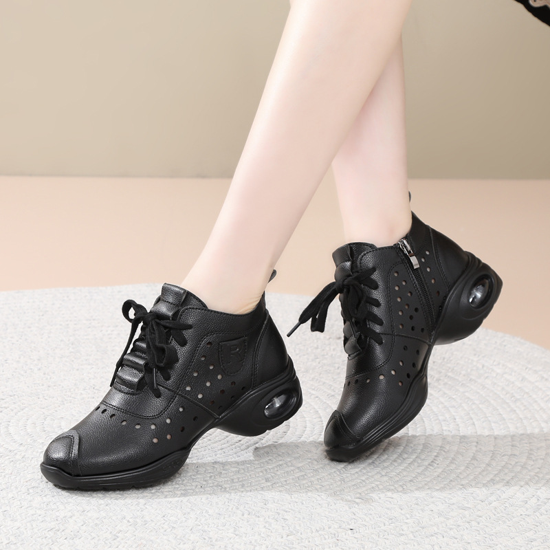 拉丁舞蹈鞋广场舞鞋中跟软底练功气垫镂空激光运动现代舞水兵舞鞋