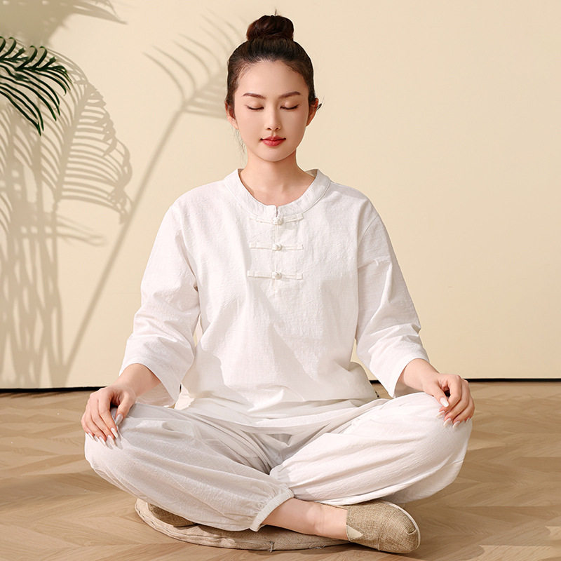 玄善瑜伽服太极打坐宽松中国风茶服居士服禅修服运动男女春夏套装