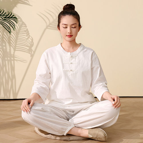玄善瑜伽服太极打坐宽松中国风茶服居士服禅修服运动男女春夏套装