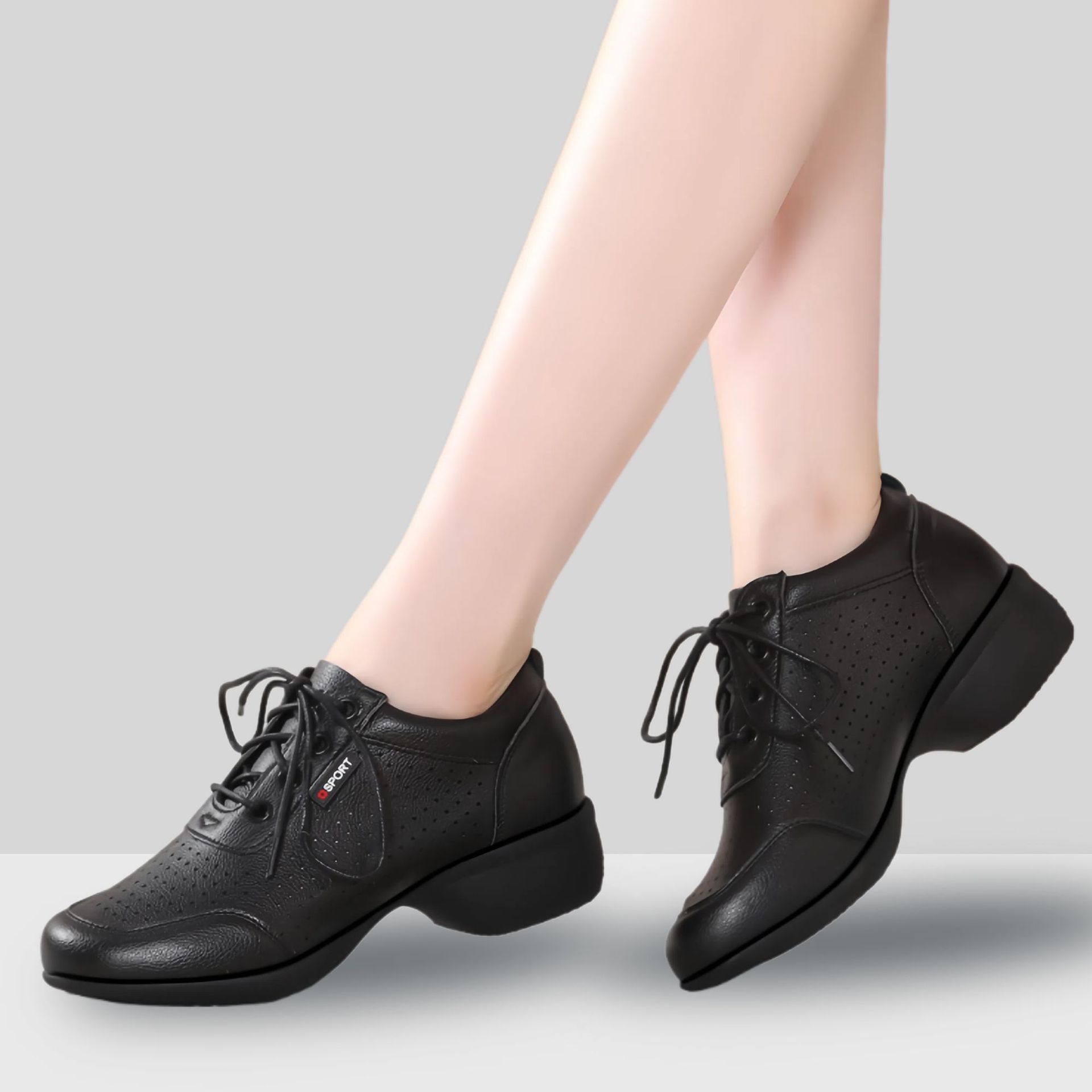 新款舞蹈鞋真皮拉丁舞鞋女软底中跟跳舞鞋现代舞水兵舞广场舞蹈鞋