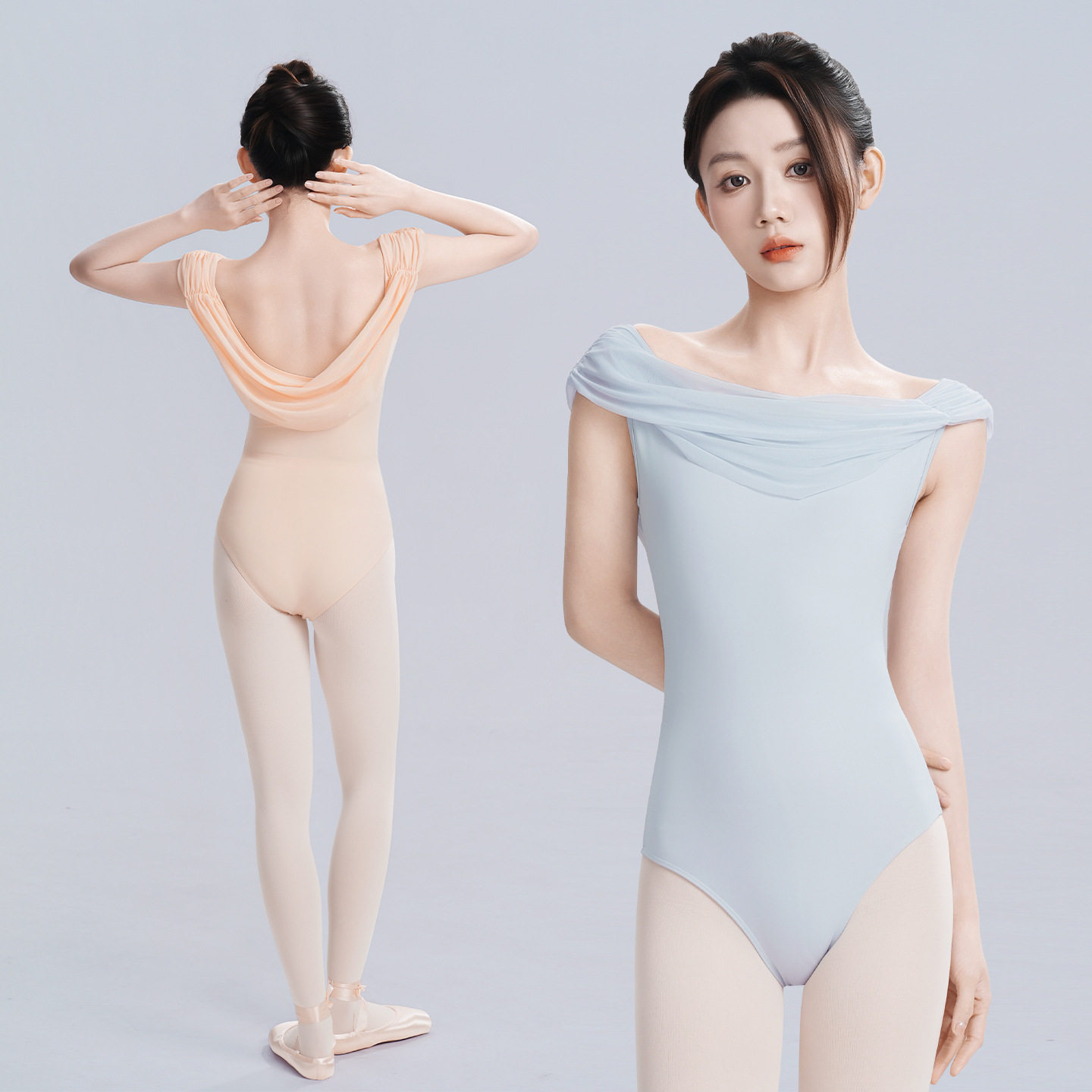 舞蹈服成人女高胯芭蕾舞练功服一字肩荡领瑜伽体操服艺考形体服