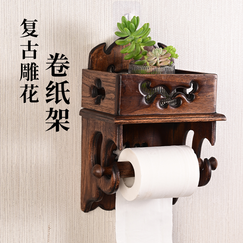 两只大象木雕卷纸架促销