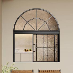 法式复古推拉窗上海门窗铝合金定制弧形玻璃窗户客厅遮挡落地门窗