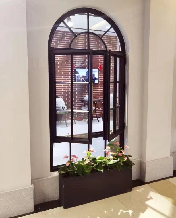 法式落地窗户复古铁艺钢窗室内阁楼卧室咖啡厅网咖装饰隔断拱形窗