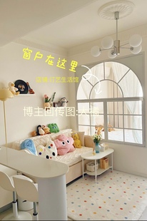 法式白色窗户奶油风门窗铁艺金属封墙落地平开窗卧室遮挡隐私窗户