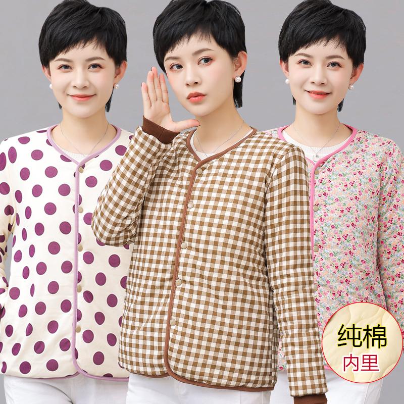 复古格子夹棉外套大码保暖