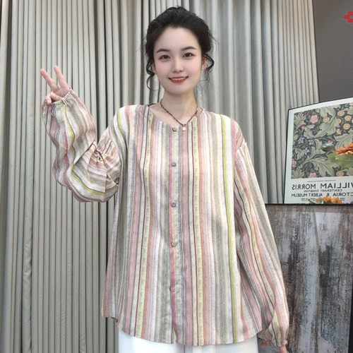 2026夏季新款休闲长袖开衫外套棉绸衬衫防晒衣女士人造棉外穿上衣
