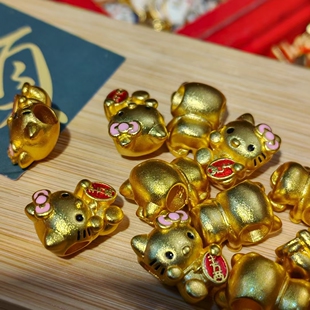 沙金KT猫手链diy配件吊坠配珠串珠手串的珠子配饰手工编织材料