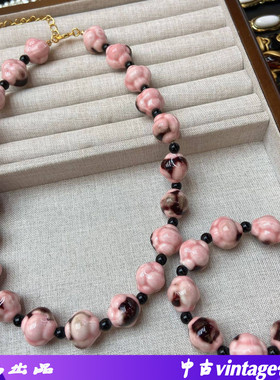 新vintage复古设计款老料子粉蛙