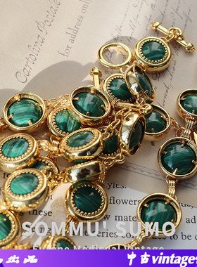 手链欧美复古风手镯镀金宝石绿孔雀石Brinker Eliza BEHOLD女生