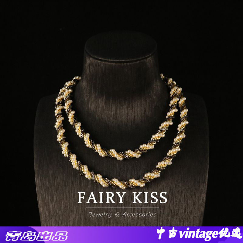 青岛vintage中古饰品 法式复古高级感时尚个性设计长款百搭项链