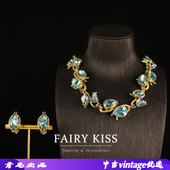 个性 法式 复古精致莱茵石全铜轻奢高级感几何项链套装 设计百搭饰品