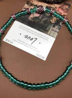 设计感百搭气质绿色琉璃算盘珠串