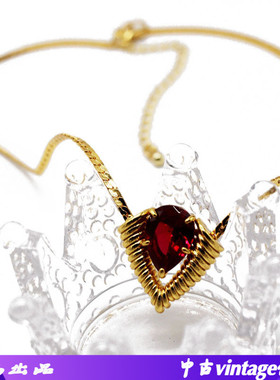 N24电镀真金短款项链铜材质颈链爪镶切面红色绿色宝石耳钉套装