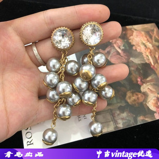 欧美复古风饰品灰色琉璃珍珠手工编织项链手链耳环套装高级优雅女