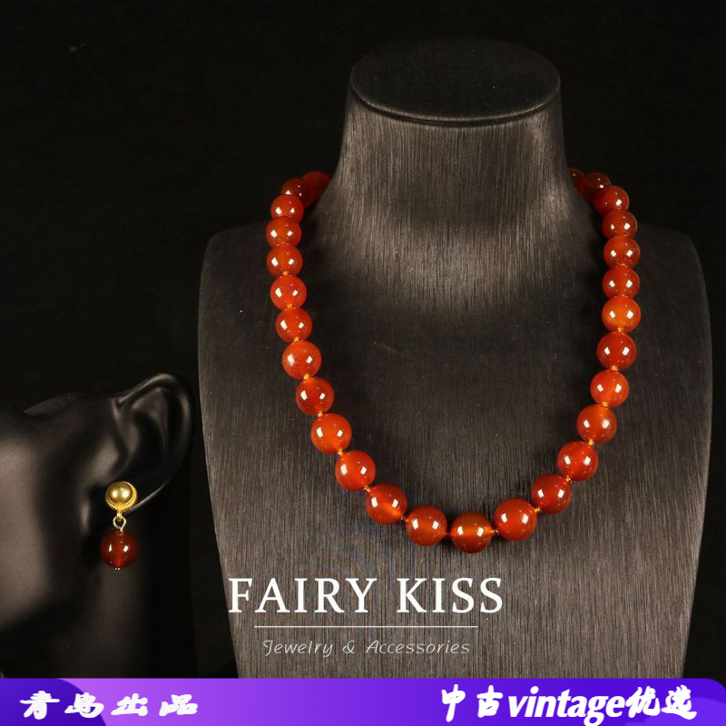 复古玛瑙手工串珠项链手链高级感百搭优雅饰品 青岛vintage饰品