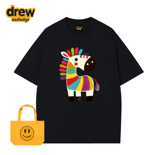 drew卡通小马重磅纯棉宽松T恤