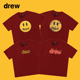 Drew火焰字母笑脸酒红色短袖 T恤潮牌高街贾斯汀比伯宽松情侣半袖