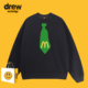 Drew美式 潮牌设计感领带M记印花圆领卫衣休闲百搭情侣装 加绒上衣