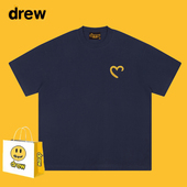 夏季 Drew爱心印花纯棉短袖 T恤男女小众潮牌美式 宽松休闲情侣上衣