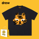 Drew美式 复古手绘老虎卡通印花重磅短袖 T恤男女休闲宽松情侣上衣