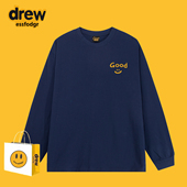 T恤男女秋季 Drew美式 潮牌GOOD字母笑脸印花长袖 休闲宽松情侣上衣