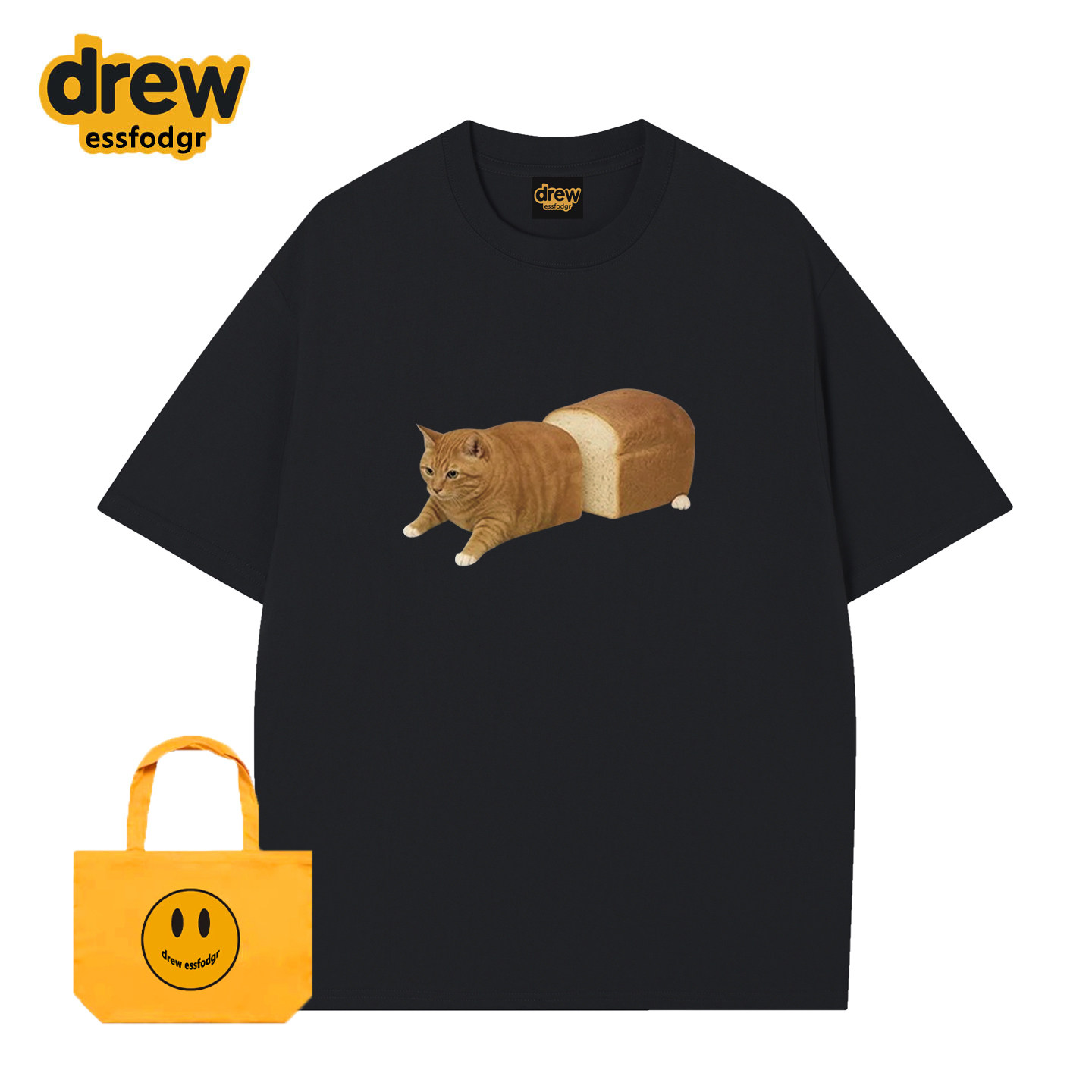 Drew趣味搞怪面包猫咪印花重磅短袖T恤男女美式潮牌宽松情侣半袖,女装/女士精品,T恤,淘宝优惠券,粉丝福利购,淘宝优惠卷