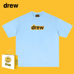 Drew笑脸字母短袖T恤男女贾斯汀比伯同款潮牌高街情侣纯棉打底衫