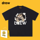 Drew美式 潮牌趣味撕纸猫咪印花短袖 T恤男女休闲百搭宽松情侣上衣