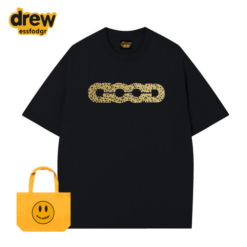 Drew潮牌豹纹GOOD短袖情侣T恤