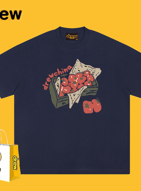 Drew美式潮牌番茄涂鸦印花短袖T恤男女休闲宽松情侣装纯棉半袖tee
