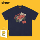 Drew美式 tee 纯棉半袖 潮牌番茄涂鸦印花短袖 T恤男女休闲宽松情侣装
