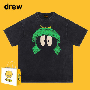 Drew潮牌做旧复古水洗vtg卡通短袖男女美式高街宽松FOG纯棉上衣夏