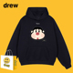 Drew美式 潮牌胖虎卡通连帽卫衣男女情侣秋冬休闲宽松加绒外套上衣
