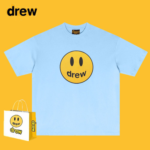 官网Drew笑脸印花太平洋蓝短袖