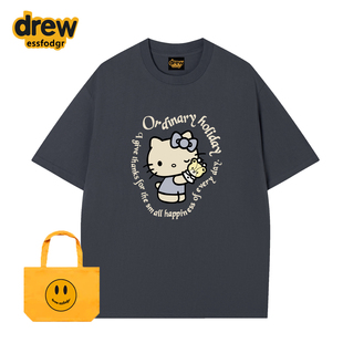 T恤男女潮牌宽松情侣半袖 Kitty猫卡通印花短袖 Drew金智秀明星同款