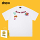 Drew美式 ins 半袖 潮牌小花涂鸦卡通短袖 T恤男女休闲宽松学生情侣装