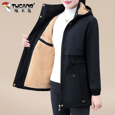 啄木鸟中长款羽绒棉服女士