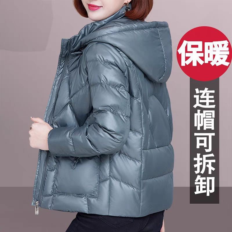 时尚羽绒棉服短款外套女冬季新款亮面免洗棉衣妈妈小棉袄小个子